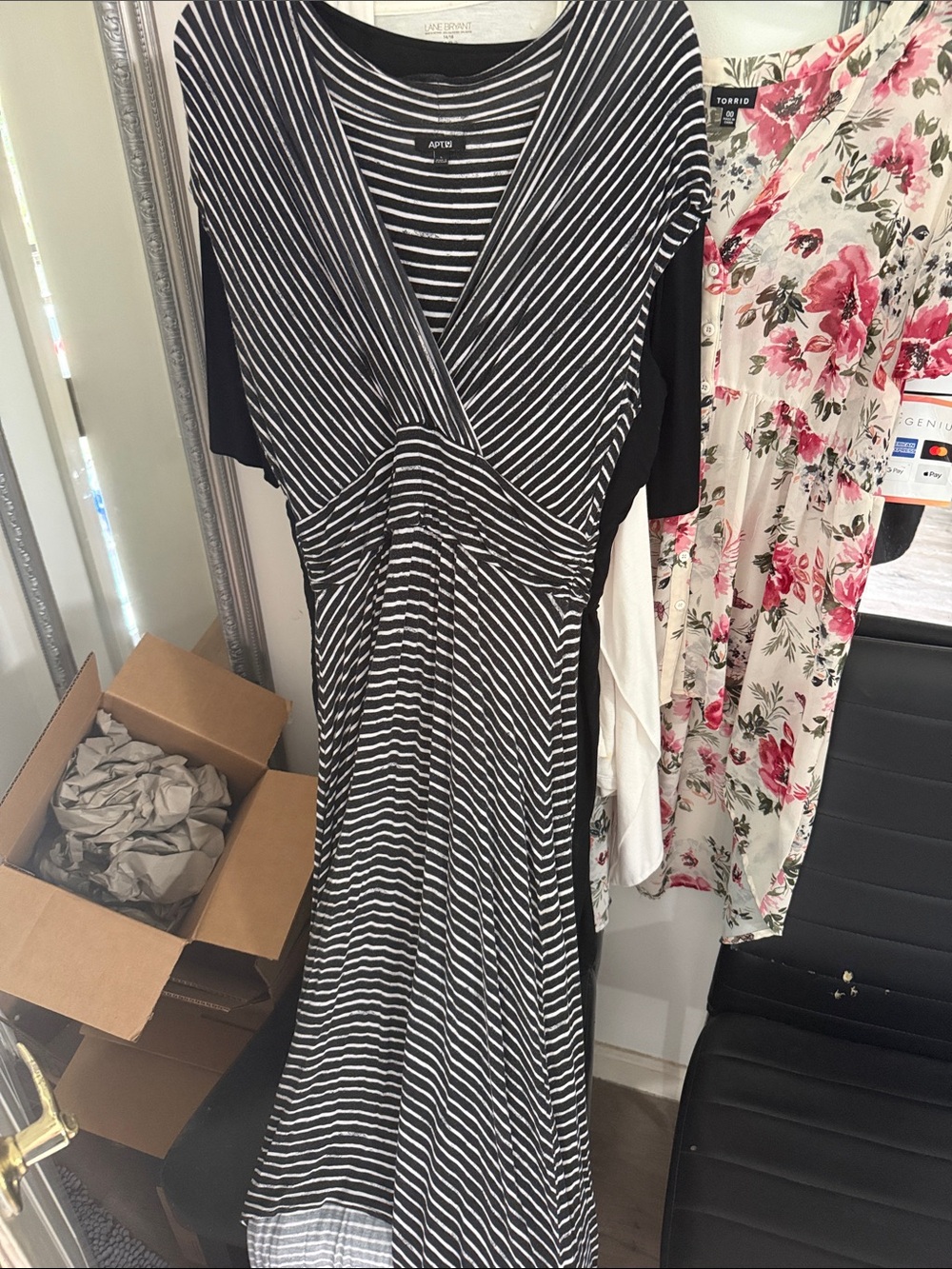 Apt. 9 Black and White Striped Surplice Maxi Dress